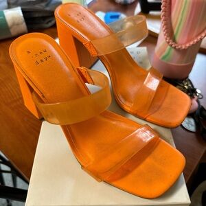 Deanna Heels/ Wedges Orange size 7 only wore twice!